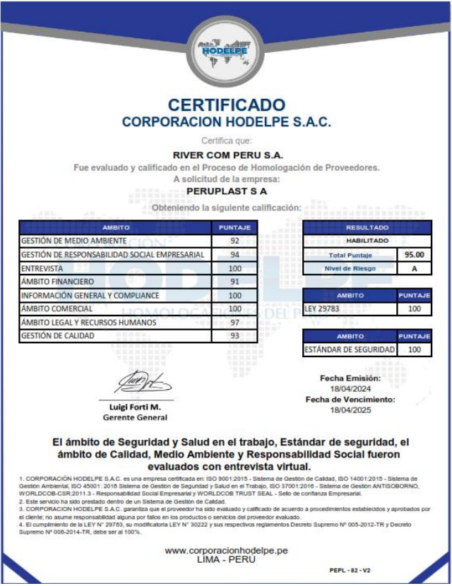 Certificado de la empresa